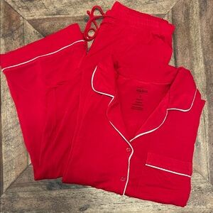 Auden By Target Red Sleepwear with White Trim, 2 piece set with cropped pants